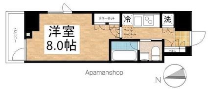 東京都新宿区下宮比町[1K/25.65m2]の間取図