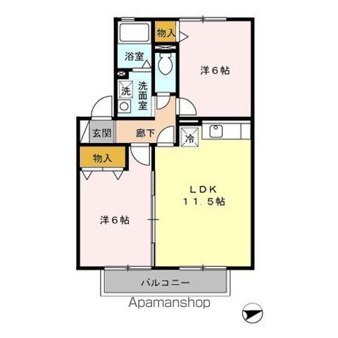 【日野市大字日野のアパートの間取り】