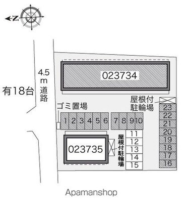 レオパレス中浜[1K/23.71m2]の配置図