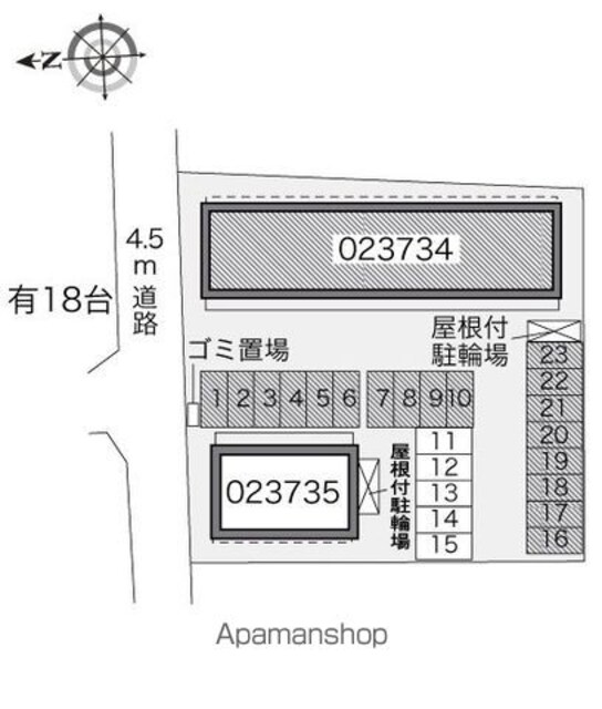 レオパレス中浜[1K/26.08m2]の配置図