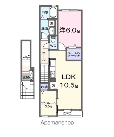 大森アパートＢ 203 ｜ 千葉県印西市大森3861-5,-6（賃貸アパート1LDK・2階・48.91㎡） その2