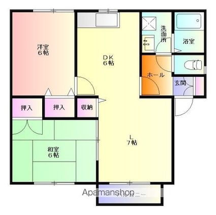 メンバーズタウン月町Ｂ[2LDK/49.68m2]の間取図
