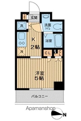 エスティメゾン武蔵小山[1K/20.1m2]の間取図