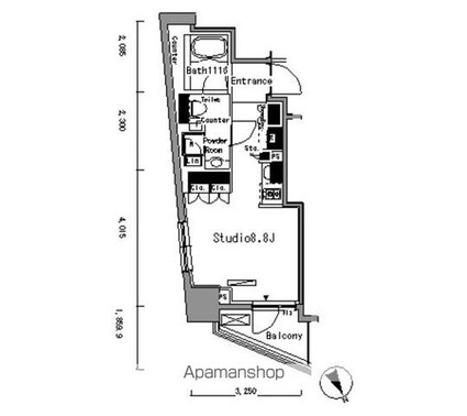 パークアクシス新板橋イースト[1R/25.56m2]の間取図