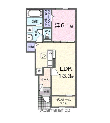 クレール九番館[1LDK/50.05m2]の間取図