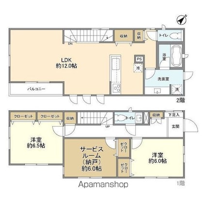 上野毛４丁目貸家[2SLDK/101.02m2]の間取図