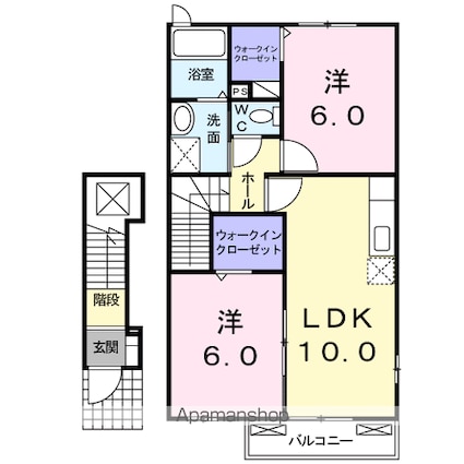 ベルアンジュⅠ[2LDK/54.85m2]の間取図
