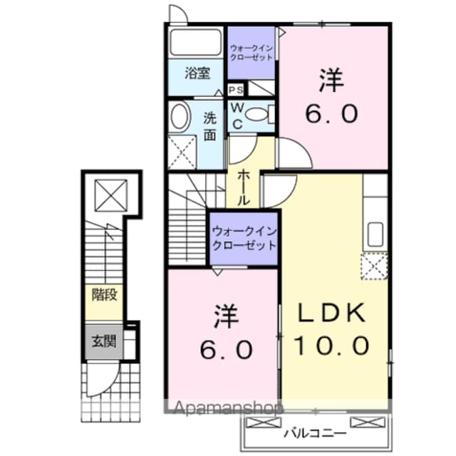 ベルアンジュⅠ[2LDK/54.85m2]の間取図