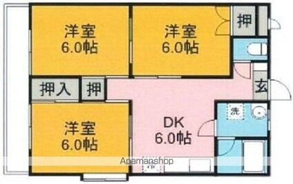 ベルメゾン冨岡[3DK/50.3m2]の間取図