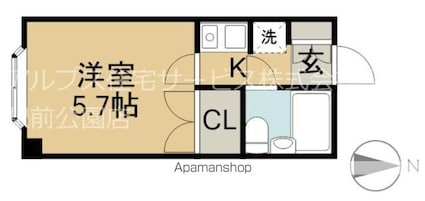 東京都北区志茂５丁目[1K/15.6m2]の間取図