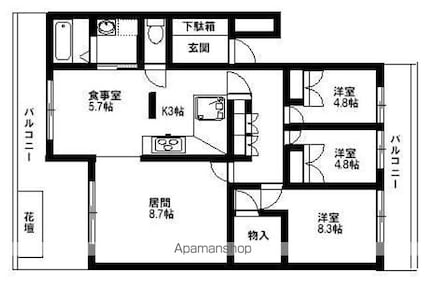 エルムコート[3LDK/80.24m2]の間取図