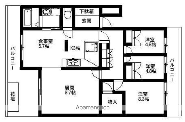 エルムコート[3LDK/80.24m2]の間取図