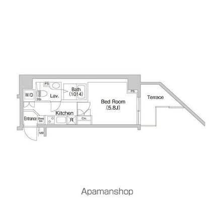 ＢＰＲレジデンス代々木[1K/22.94m2]の間取図