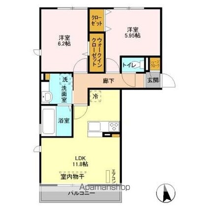 ファミールハイム　Ａ棟[2LDK/56.67m2]の間取図
