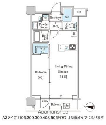 ジオエント中野弥生町[1LDK/40.2m2]の間取図