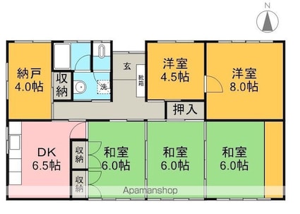 サンハイツ鴨部[5SLDK/90m2]の間取図