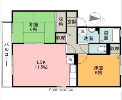 セゾン・ド・フローレス[2LDK/53.68m2]の間取図