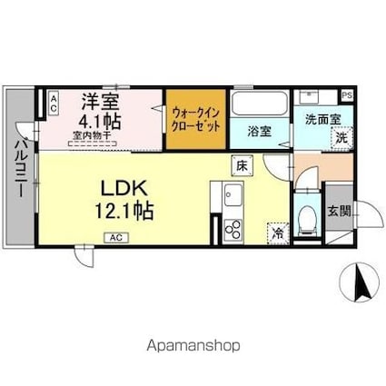 グランクードＩＩＩ[1LDK/42.09m2]の間取図