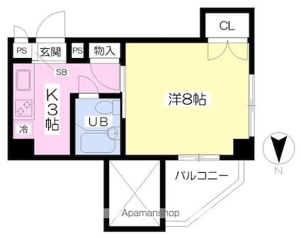 ＭＡＲＩＮＥ　ＨＯＵＳＥ[1K/26.07m2]の間取図