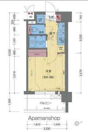 プレサンス名古屋城前ラバンカ[1K/21.28m2]の間取図