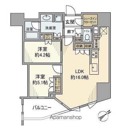 東京都文京区本駒込５丁目[2LDK/59.96m2]の間取図