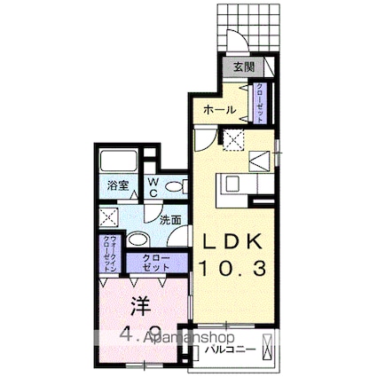 モンテローザ[1LDK/41.24m2]の間取図
