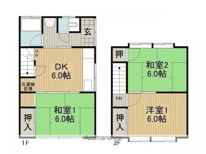 原田神之原荘３ハ号[3DK/57.96m2]の間取図