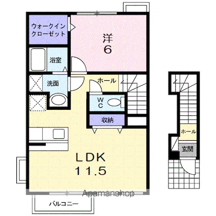 ノール・アンソレイエ・Ｓ[1LDK/46.28m2]の間取図