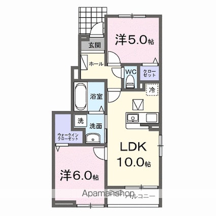 アクティフ浦上Ⅱ[2LDK/50.53m2]の間取図