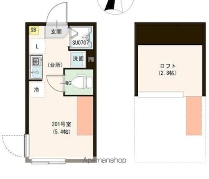カーサ　エスト　小岩[1R/12.12m2]の間取図