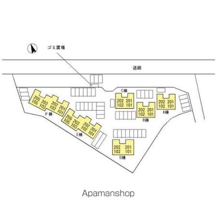 冬築タウン　Ｂ棟[2LDK/46.56m2]の配置図