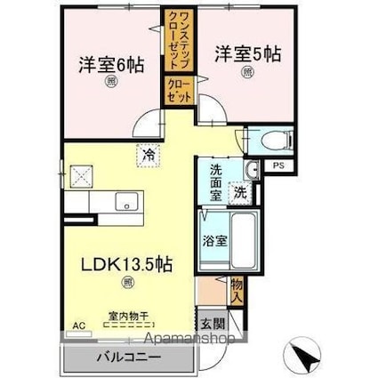 エスポワールＡ棟[2LDK/53.61m2]の間取図