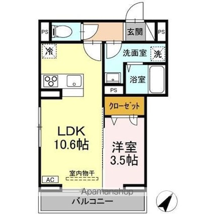 Ｄーｒｅｓｉｄｅｎｃｅ多治米東Ｎ[1LDK/36.54m2]の間取図