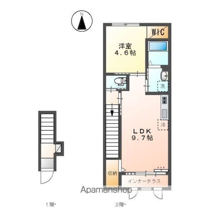 東京都日野市神明１丁目[1LDK/43.35m2]の間取図