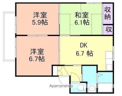 和歌山県和歌山市北出島[3DK/54.07m2]の間取図