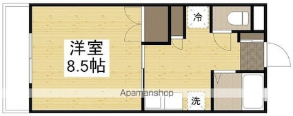 岡山県岡山市北区東古松１丁目[1K/26.4m2]の間取図
