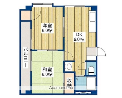 スクウェア・コート[2DK/38.88m2]の間取図