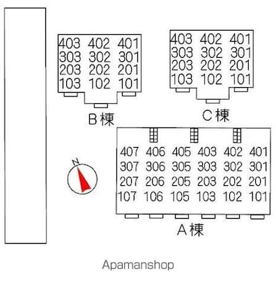 新地マンション　Ａ棟[2K/43.3m2]の配置図