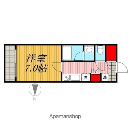プライムアーバン目黒大橋ヒルズ[1K/25.47m2]の間取図