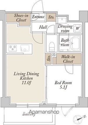 ＯＲＳＵＳ新江古田[1LDK/40.29m2]の間取図