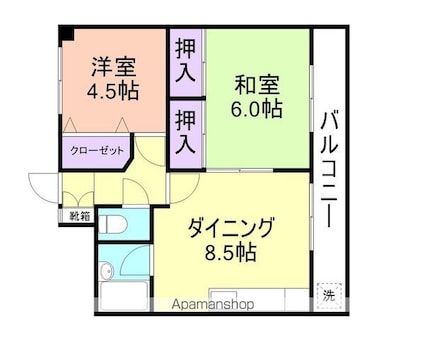 和歌山県和歌山市本町９丁目[2DK/45.72m2]の間取図