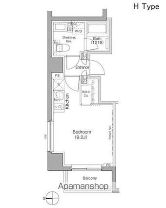 ザ・パークハビオ上野御徒町[1R/25.7m2]の間取図