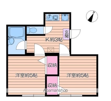 東京都江戸川区西篠崎２丁目[2K/25.1m2]の間取図
