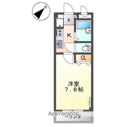 フェニックス[1K/23.04m2]の間取図