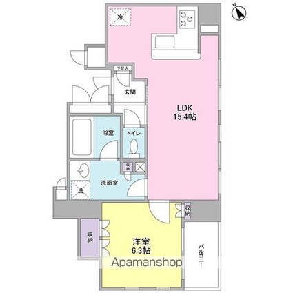 グランカーサ銀座イースト[1LDK/47.13m2]の間取図