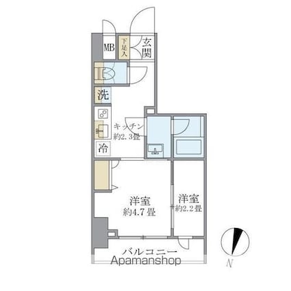 エレミ本蓮沼[2K/25.22m2]の間取図