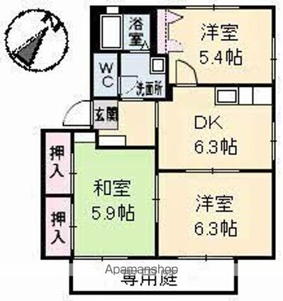 メゾンラフィネ　Ｂ棟[3DK/54.81m2]の間取図