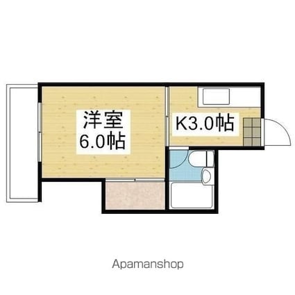 第２井上ハイツ[1K/20.9m2]の間取図
