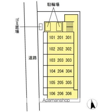東京都杉並区浜田山３丁目[1K/31.48m2]の配置図
