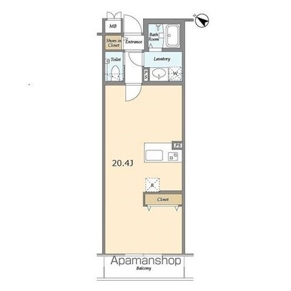 ＢＬＥＳＳ北新宿[1R/45.82m2]の間取図
